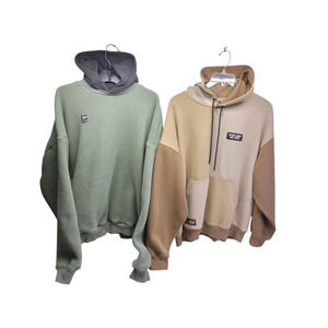 Lot 2 Izzue Army Mil-Spec Hoodies Large Oversized Streetwear Tan Green